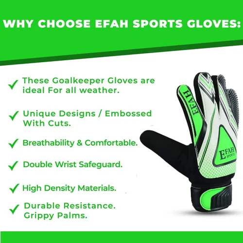 Miniatura 5 de Guantes de portero de fútbol para niños y jóvenes, guantes de portero de fútbol con agarres fuertes Negro/Verde