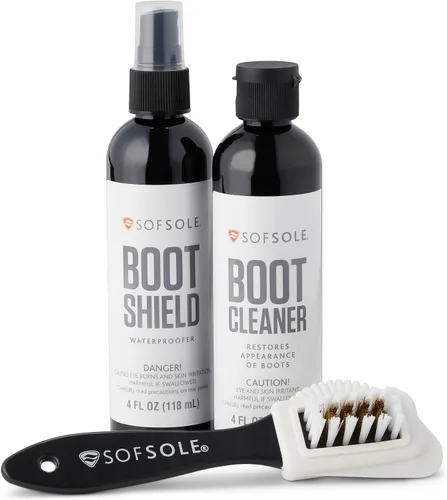 Sof Sole Shoe Care Kit with Cleaner, Shoe Shield Waterproofer and Scrub Brush for Sneakers and Boots