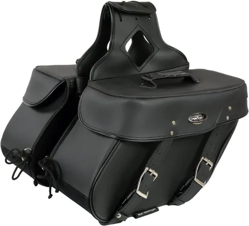 Miniatura 18 de Milwaukee Leather SH66901ZB - Alforjas medianas de PVC negro con 2 correas, colocación por encima, con ribetes reflectantes - Talla única
