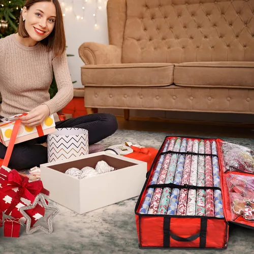 Miniatura 2 de ProPik Contenedores de Almacenamiento de Papel de Regalo Organizador de Papel de Regalo Debajo de la Cama 41"x14"x6" Se Adapta a 18-24 Rollos Cabe