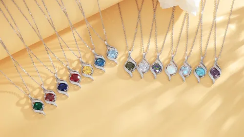 Miniatura 5 de FANCIME Birthstone Necklace for Women Round Cubic Zirconia Necklace S925 Sterling Silver full Love Birthday Gifts for Mom Women