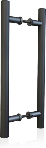 Miniatura 12 de JUBEST Manija de puerta de granero de 12 pulgadas, pasamanos de puerta corredera en forma de H de doble cara, manijas de puerta batiente Negro mate