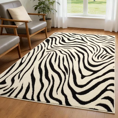 Miniatura 16 de YIHOUSE Alfombras de leopardo de 6 x 9 pies, alfombra suave de felpa lavable de pelo alto y bajo, antideslizante, no desprende pelusa, alfombra