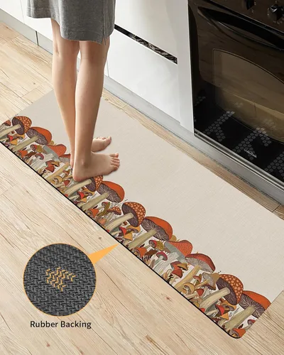 Miniatura 3 de Tapete de baño antideslizante con diseño de hongos del bosque, tapete de baño de secado rápido y absorbente, tapete de ducha de tierra de diatomeas