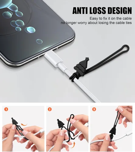 Miniatura 5 de Organizador de cables de silicona, 12 piezas de 4.5 pulgadas, reutilizables, lindas corbatas de Navidad para agrupar cables eléctricos en el hogar