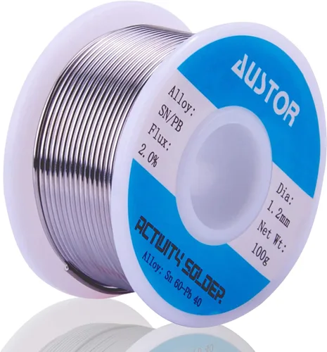 Austor 60-40 Alambre de soldadura con núcleo de colofonia de estaño y plomo para soldadura eléctrica (1.2mm, 100g)