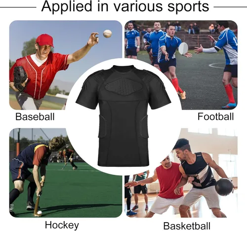 Miniatura 6 de Protector de costilla de fútbol Protector de pecho acolchado para béisbol fútbol baloncesto Negro