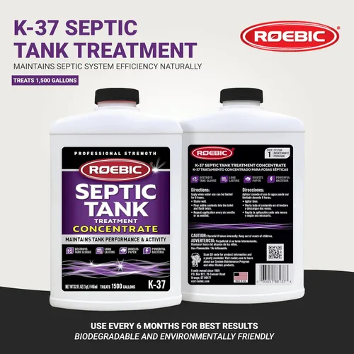 Miniatura 2 de Roebic K-37-Q-C1500-4 Tratamiento de fosa séptica: 32 oz, concentrado de 16 oz, fórmula incolora, segura para todos los sistemas de plomería