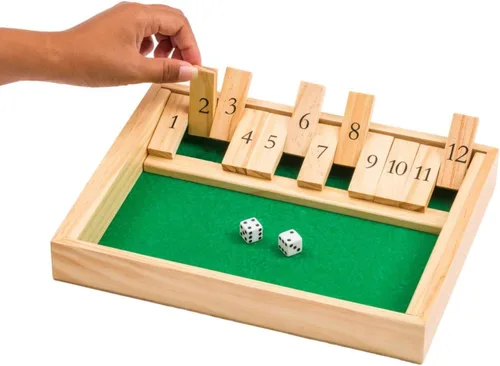 Miniatura 3 de Regal Games - Juego de mesa «Shut the box», juego matemático divertido con tablero de madera para adultos y niños - Juego de dados de 12 casillas