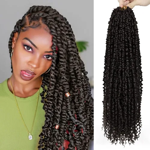 Miniatura 23 de Pelo de Passion Twist – 8 paquetes de 18 pulgadas Passion Twist Crochet para mujeres, cabello rizado pretrenzado Passion Twists extensiones de #2