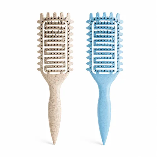 Miniatura 12 de Curl Defining Brush for Curly Hair, Vented Detangling Hair Brush for Wet and Dry Styling, Curved Brush for Shaping and Smoothing Curl Clumps, Beige