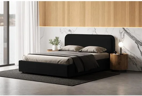 Miniatura 6 de Chloe - Cama de plataforma tapizada No requiere somier (borde negro, marco de cama queen)