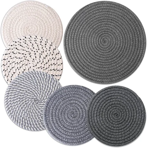 Miniatura 8 de Billbotk Salvamanteles para ollas y sartenes calientes, 6 remaches bohemios para platos calientes, soportes para ollas para cocina, almohadillas