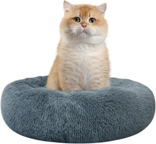 Miniatura 37 de Nisrada Cama para perros pequeños, medianos y grandes, 20 pulgadas, relajante, lavable, redonda, acogedora, suave, cama para mascotas para cachorros