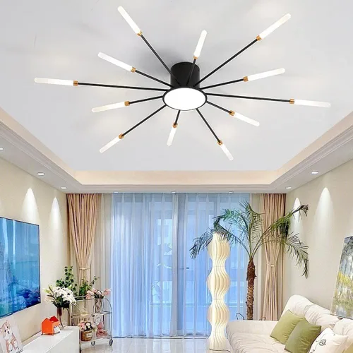 Miniatura 28 de Lámpara de techo LED regulable de 32 pulgadas, 12 luces de techo, lámpara de techo empotrada, iluminación de interior dorada para sala de estar, 12
