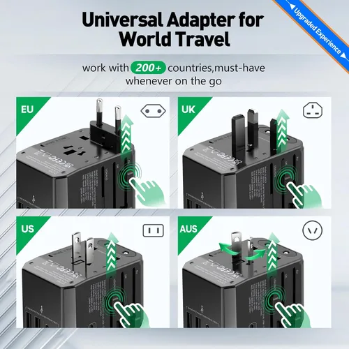 Miniatura 2 de Adaptador de viaje universal de enchufe internacional - Adaptador de enchufe de viaje europeo en todo el mundo US AUS EU Reino Unido España Alemania
