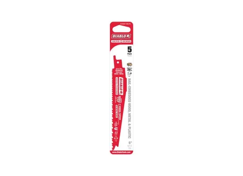 Miniatura 6 de Diablo Hoja de sierra recíproca bimetálica para cortes de uso general – 6 pulgadas de longitud, diente variable, diente, 8/14 TPI, paquete de 5