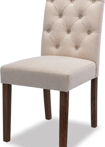 Miniatura 7 de Juego de 2 sillas de comedor, tapizadas Parsons con botones y patas de madera maciza, sillas de cocina de tela moderna para comedor, color beige