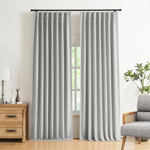 Miniatura 39 de Vision Home Cortinas marrones con pliegues pinzados de bloqueo total, cortinas de ventana de lino mezclado para oscurecimiento de la habitación, 95