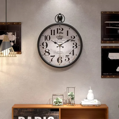 Miniatura 7 de Menterry Reloj de Pared Redondo Retro. Relojes de Pared Negros de Estilo Vintage Antiguo para Cocina, Casa de Campo, Dormitorio, Baño, Oficina