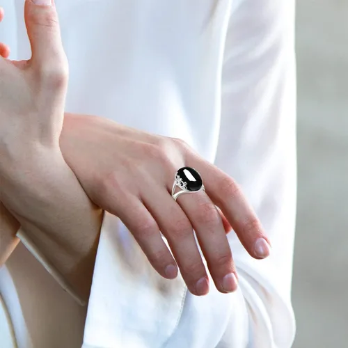 Miniatura 3 de Anillo de plata esterlina S925 con piedras preciosas de encaje y flores para mujeres y niñas