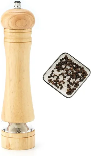 Miniatura 10 de Molinillo de pimienta, molinillo de sal, molinillo de sal y pimienta de madera, molinillos manuales de sal y pimienta con ventana acrílica, 2-Roble