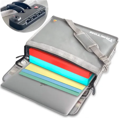 XL 16 x 12 x 3.5, bolsa de seguridad ignífuga para documentos con cerradura TSA, XL, cremallera de apertura completa, almacena archivos de tamaño