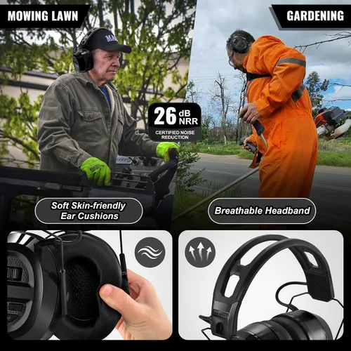 Miniatura 5 de PROHEAR 039 Bluetooth 6.0 Hearing Protection with 26dB NRR OSHA Approved, Rechargeable 1100mAh Battery for 4 wks Runtime