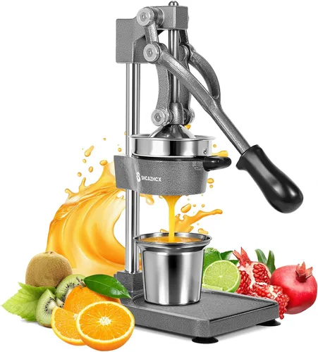 Exprimidor de hierro fundido, prensa manual de cítricos, exprimidor de frutas de alta resistencia con piezas de acero inoxidable desmontables y base