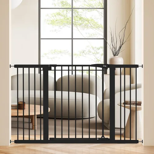 Miniatura 15 de keny Puerta de bebé de 29.7 a 46 pulgadas para escaleras, puertas de perro con cierre automático para puertas, montada a presión, sin perforación