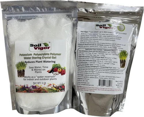 Miniatura 19 de Soil Vigor - Cristales de almacenamiento de agua – Corte el riego en un 50% Hidrogel de polímero súper absorbente para céspedes, jardines