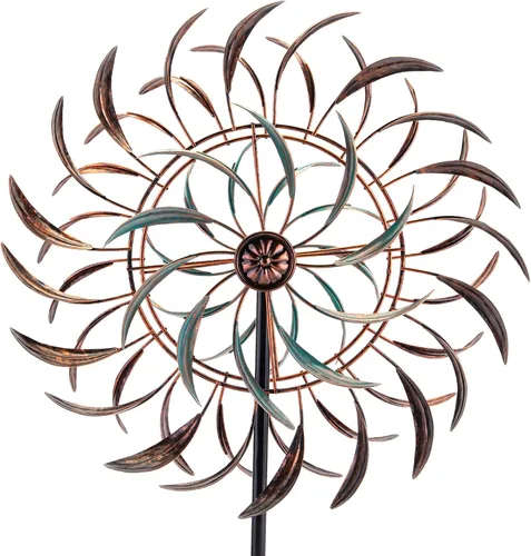 Miniatura 14 de VEWOGARDEN - Molinillo de viento grande de 20" de diámetro, escultura de viento giratoria de metal para exteriores - Arte de jardín, captadores