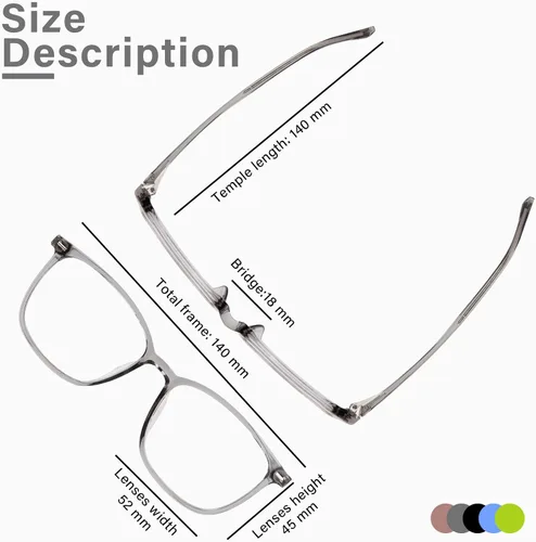 Miniatura 5 de FONHCOO Gafas de bloqueo de luz azul para mujeres y hombres, TR90, marco de moda, gafas de luz azul para computadora Gris