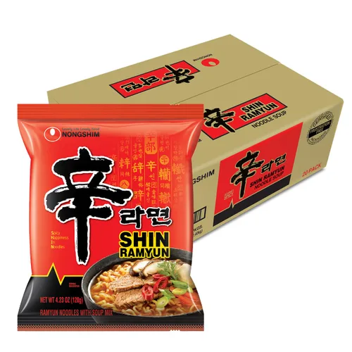 Nongshim Ramen Noodles, Ramen instantáneo gourmet, sopa de fideos microondas premium, Shin picante, paquete familiar, 4.23 onzas (paquete de 20)