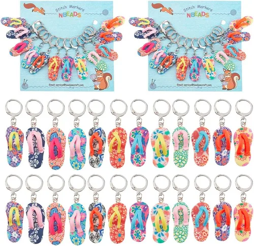 Miniatura 9 de NBEADS 20 piezas marcadores redondos de punto con anillo de animales, marcadores de punto de ganchillo esmaltados de aleación, cierre de acero