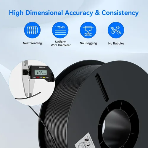 Miniatura 2 de Creality Filamento de impresora 3D, filamento de impresión 3D más resistente y fuerte, precisión +/- 0.001 in, 26.5 lbs, 4.4 lbs, 2 negros, 2