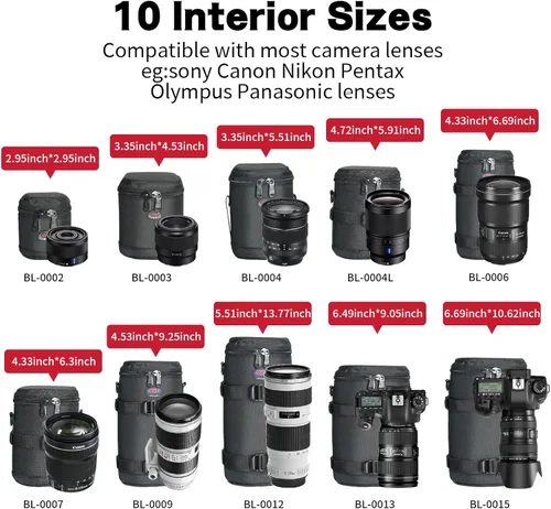 Miniatura 7 de Funda para lente de cámara DSLR, compatible con Canon Nikon Pentax Sony Olympus Panasonic y otras lentes de cámara
