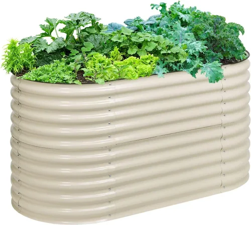 Miniatura 4 de Aoodor Aluzinc - Cama de jardín modular 2 en 1 elevada de metal, 63 pulgadas de largo x 32 pulgadas de ancho x 32 pulgadas de alto, maceta para Beige