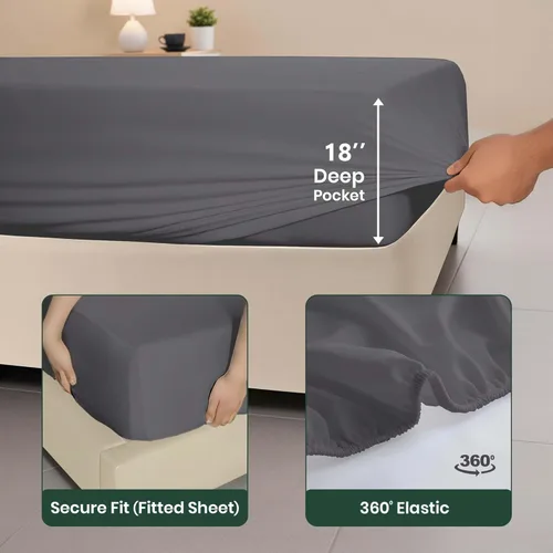 Miniatura 4 de SGI bedding Juego de sábanas tamaño matrimonial de lujo de 4 piezas, 100% viscosa de bambú cultivada orgánicamente, ultra suave, refrescante