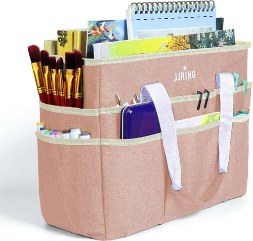 Miniatura 32 de JJRING Bolsa Organizadora de Transporte para Manualidades, Organizador de Almacenamiento de Arte con Múltiples Bolsillos, Bolsa de Costura Morado
