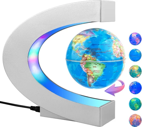 Miniatura 8 de MOKOQI - Globo levitante magnético con luz LED, regalo tecnológico genial para hombres, padres, niños y niñas, regalos de cumpleaños para niños, Azul