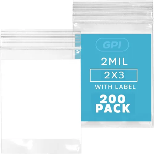 Miniatura 24 de GPI Caja de 1000 bolsas de plástico transparente recerrable con cremallera de 3" x 4" - A granel de 2 mil de grosor, bolsitas de poli fuertes