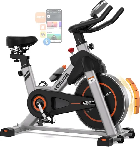 YOSUDA Exercise Bike, Brake Pad Stationary Bike for Home with Exclusive App, Magnetic Indoor Cycling Bike with 300 lb Weight Capacity, Low Noise,