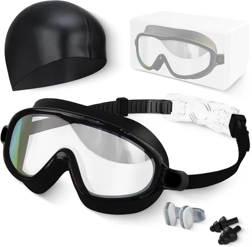 Miniatura 8 de Gafas de natación para niños, antivaho, protección UV y amplia vista & gorro de natación para niños de 3 a 15 años, niños y niñas, bebés