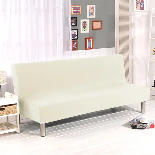 Funda de sofá cama sin brazos de color liso de poliéster y elastano, elástica, para futón, 3 plazas, elástica, plegable, se adapta a sofá cama