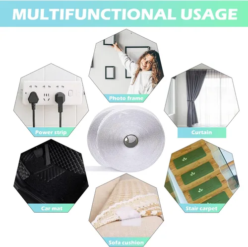 Miniatura 5 de Cinta de gancho y bucle de 30 pies x 1.5 pulgadas, tiras adhesivas de nailon resistente con adhesivo para escuela, hogar, exteriores