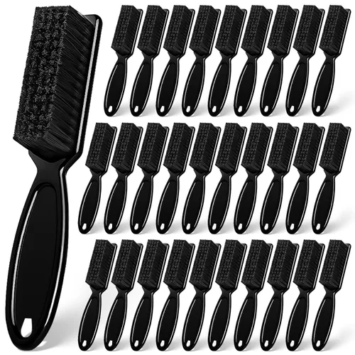 NICEMOVIC Accesorios de peluquería - Juego de 30 brochas de nailon para limpieza de recortadora de cuchillas, peinado y manicura (negro)