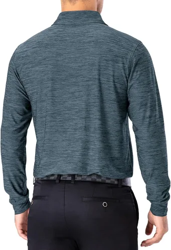 Miniatura 48 de NAVISKIN Camisas polo para hombre, de secado rápido, UPF 50, manga larga y corta, que absorben la humedad