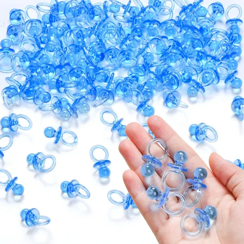50 mini chupones para juegos de baby shower para niños, lindos chupetes de 1.25 pulgadas, chupete acrílico a granel para dispersión de mesa de Azul