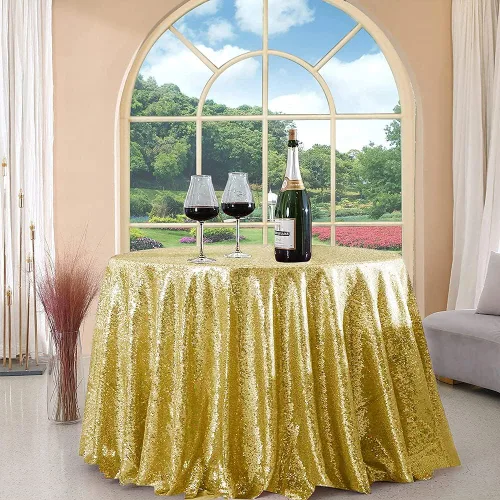 Miniatura 82 de Manteles redondos de lentejuelas negros para fiestas, de 121,9 cm, mantel redondo de purpurina ajustado, pequeño, lindo y dulce, para boda